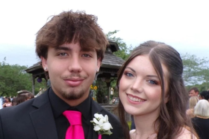 Austin Lynch and Emily Finn in their prom photo