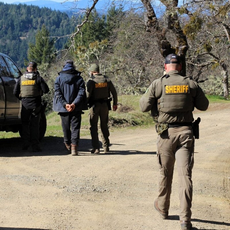 Humboldt County sheriff&rsquo;s deputies arresting cannabis farm owner Georgi Tonev